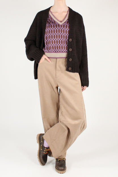 Gilet Stampa Fantasia Geometrica Bordeaux