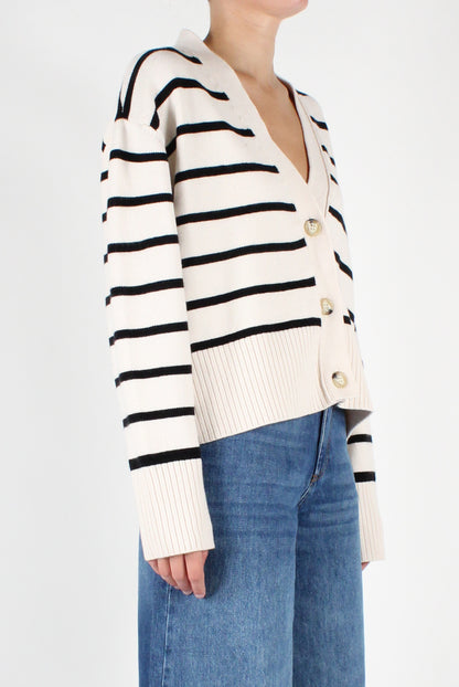 Striped V-Neck Cardigan