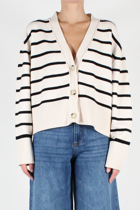 Cardigan Scollo a V a Righe