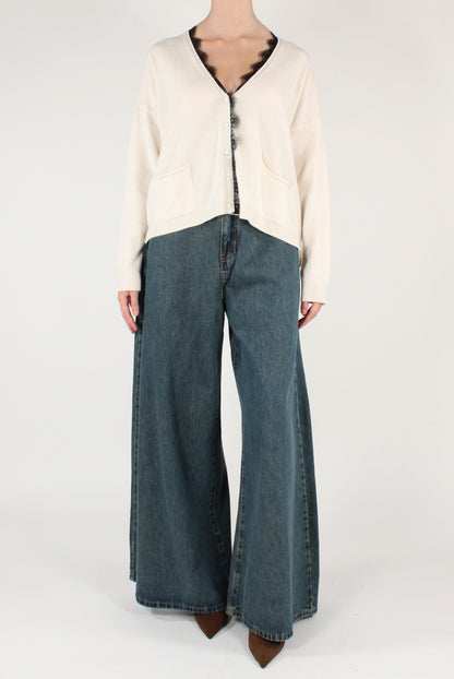 Cardigan Scollo a V con Pizzo