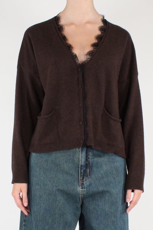 Cardigan Scollo a V con Pizzo