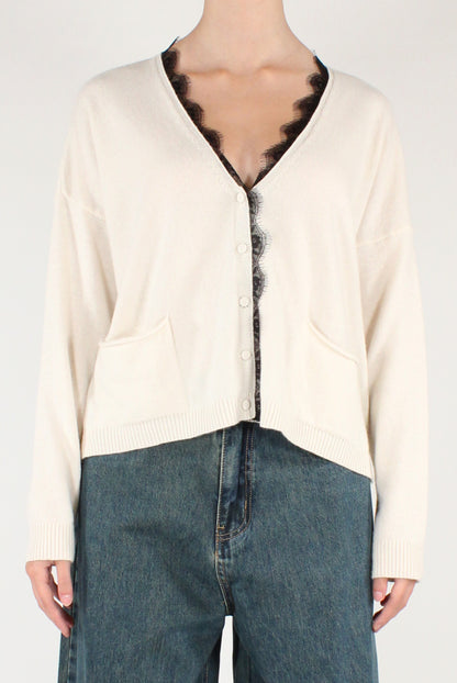 Cardigan Scollo a V con Pizzo