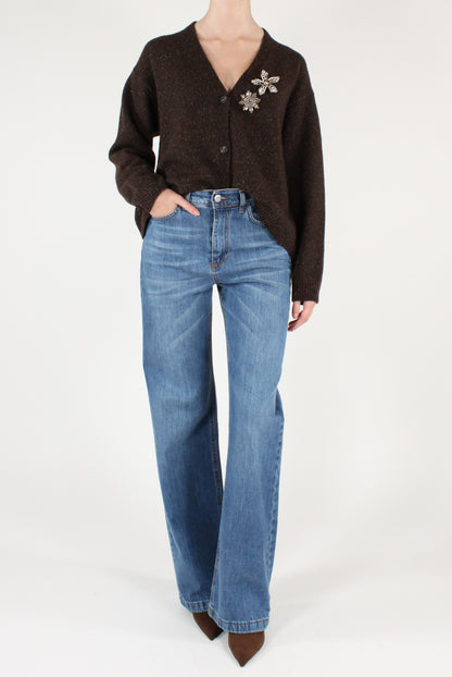 Cardigan Misto Lana con Spille