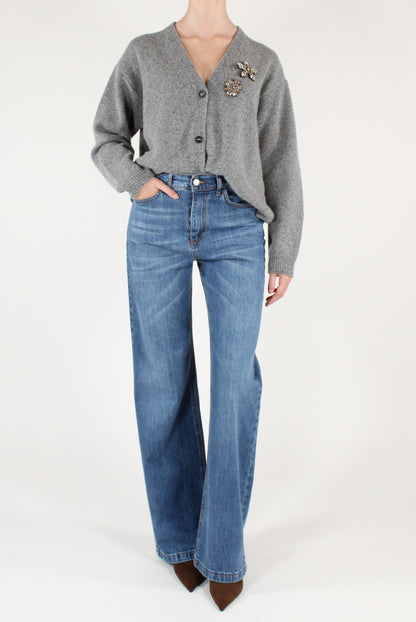 Cardigan Misto Lana con Spille