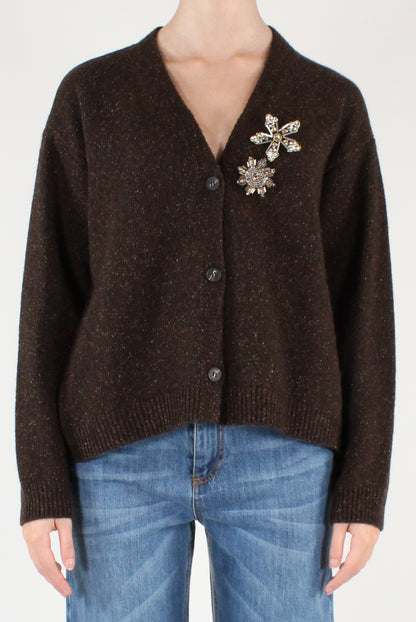 Cardigan Misto Lana con Spille