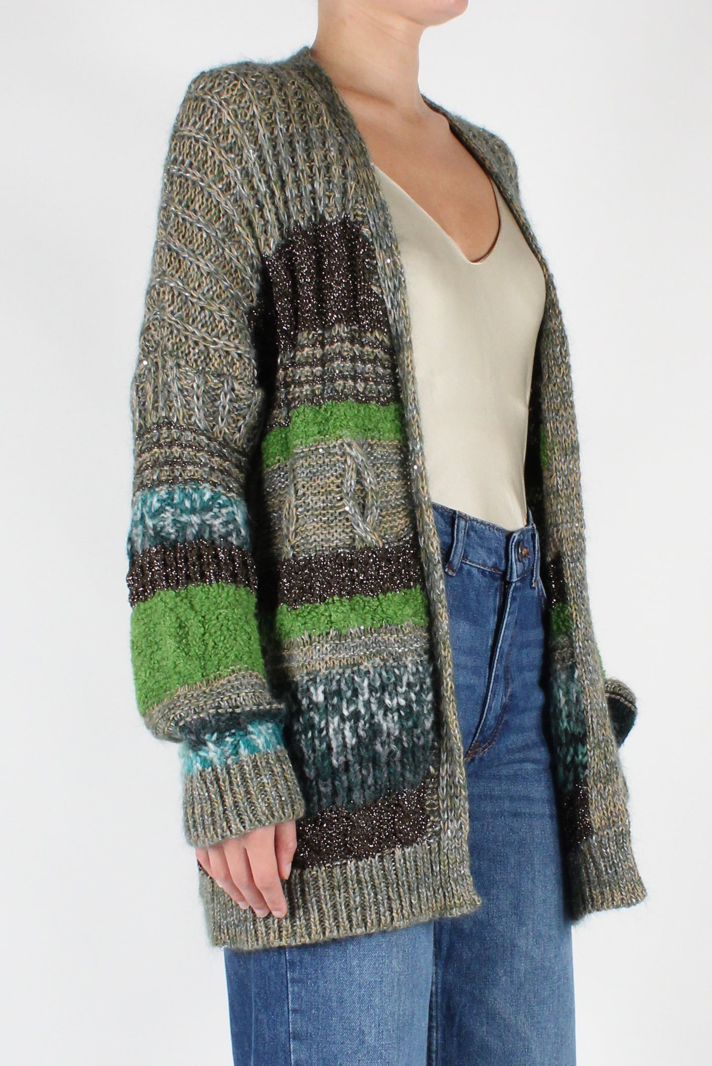 Cardigan Lungo in Misto Lana con Lurex