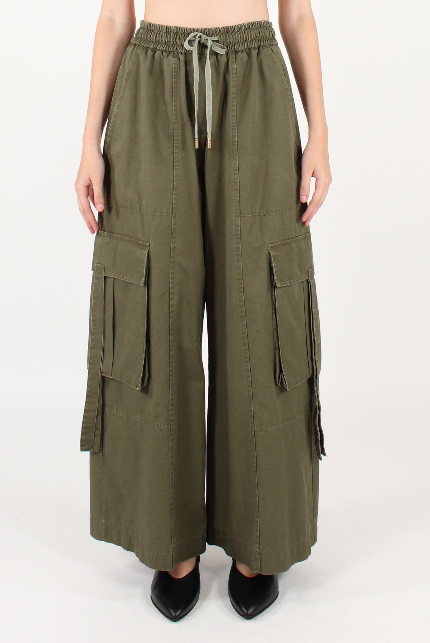 Pantaloni Cargo con Elastico in Vita