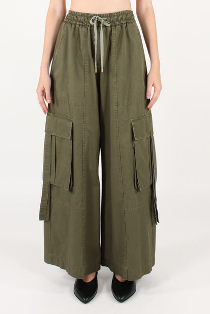 Pantaloni Cargo con Elastico in Vita