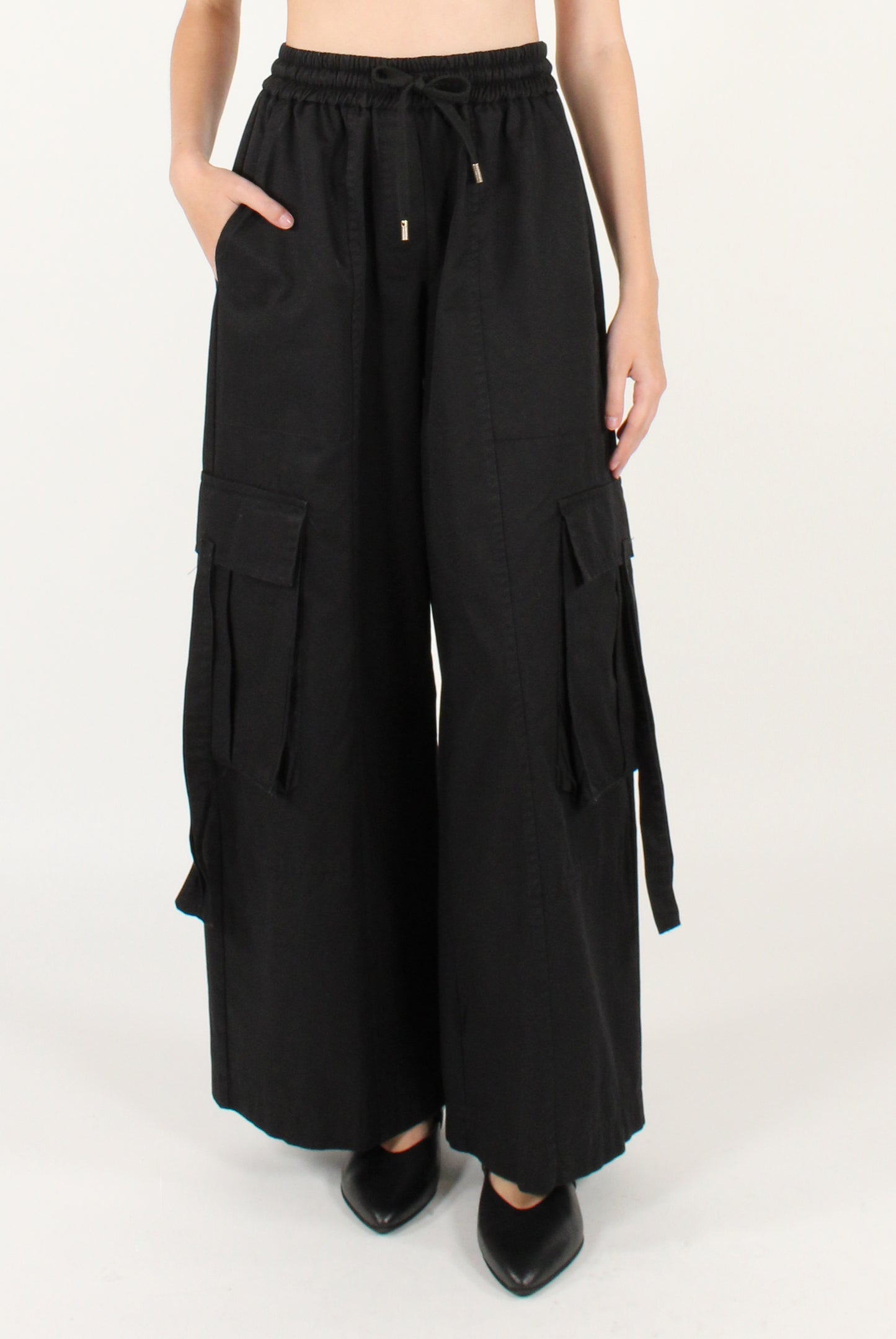 Pantaloni Cargo con Elastico in Vita