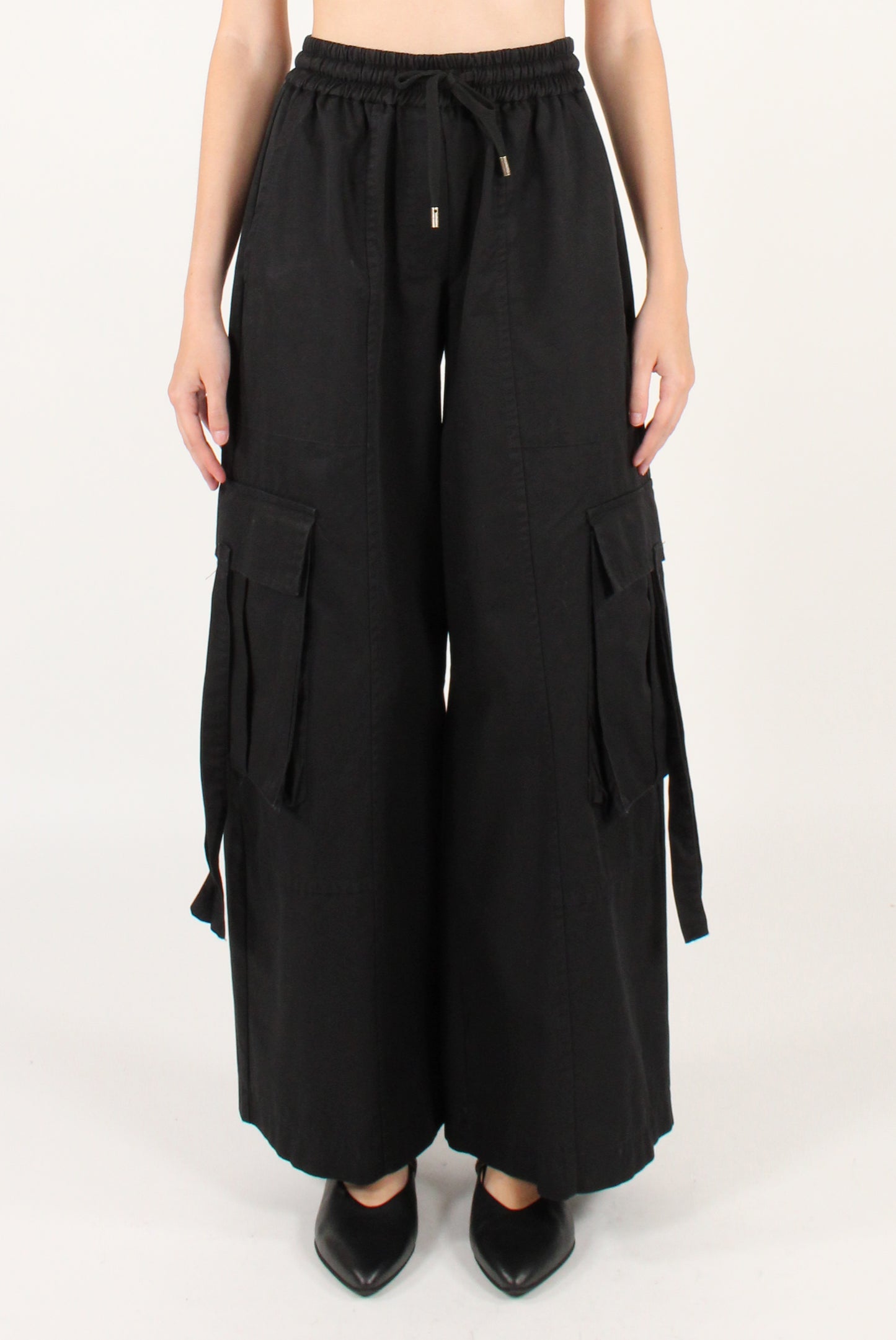Pantaloni Cargo con Elastico in Vita