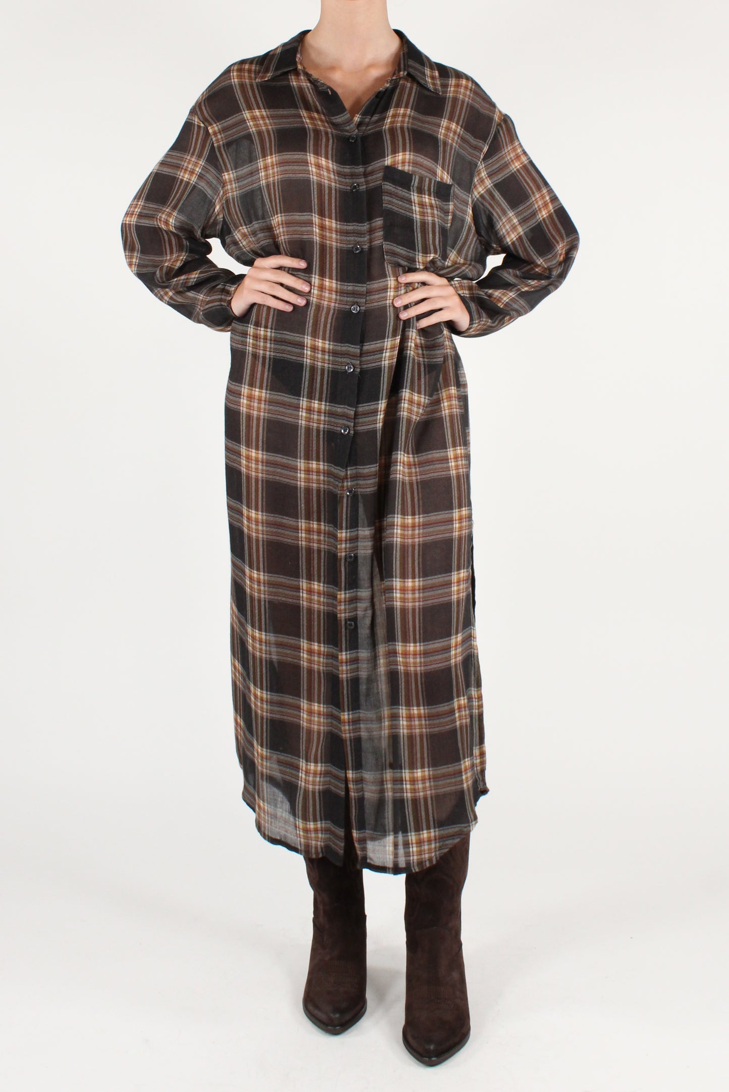 Tartan Pattern Chemisier Dress