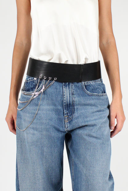 Leather Belt with Chains