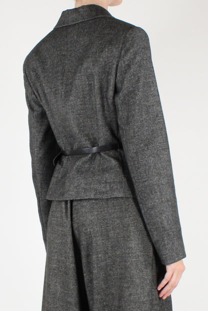Giacca Doppiopetto Mélange con Cintura