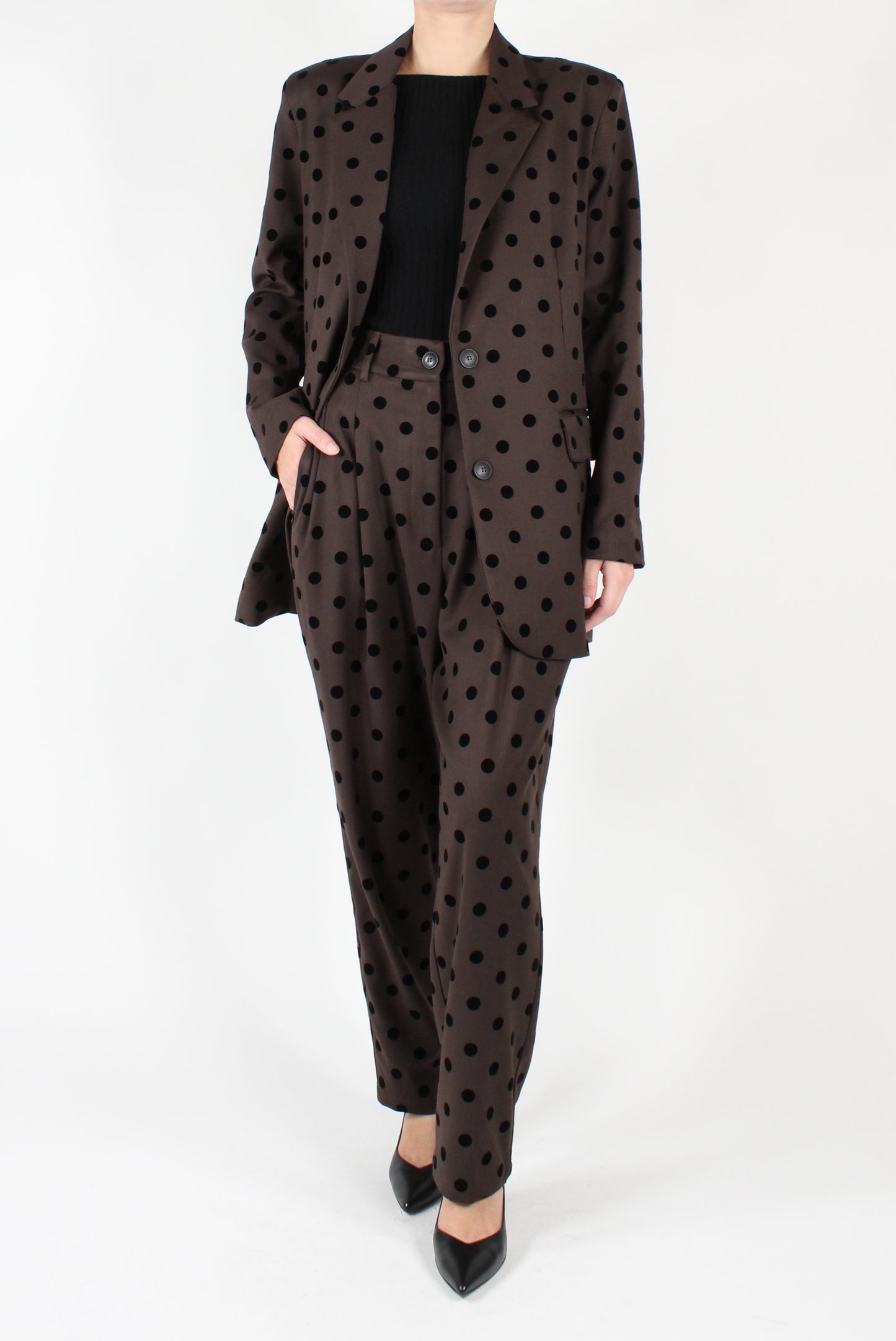 Single Breasted Polka Dot Oversized Blazer