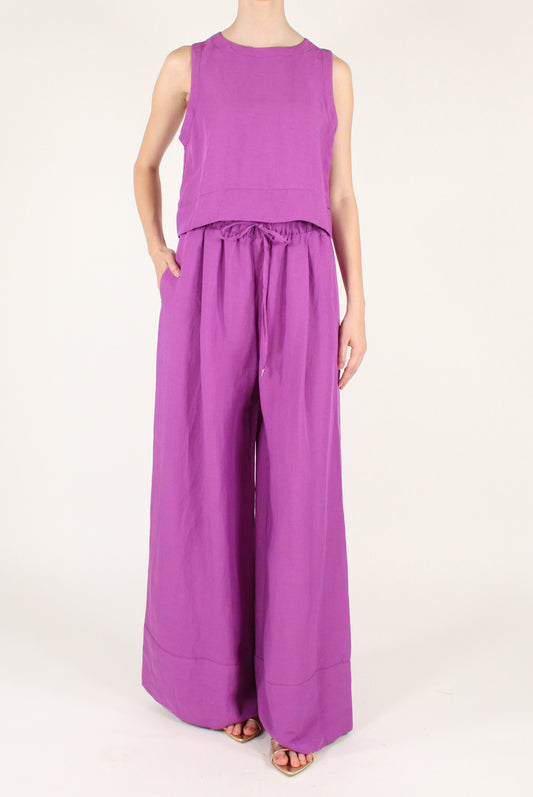 Completo Top e Pantaloni Palazzo Misto Lino