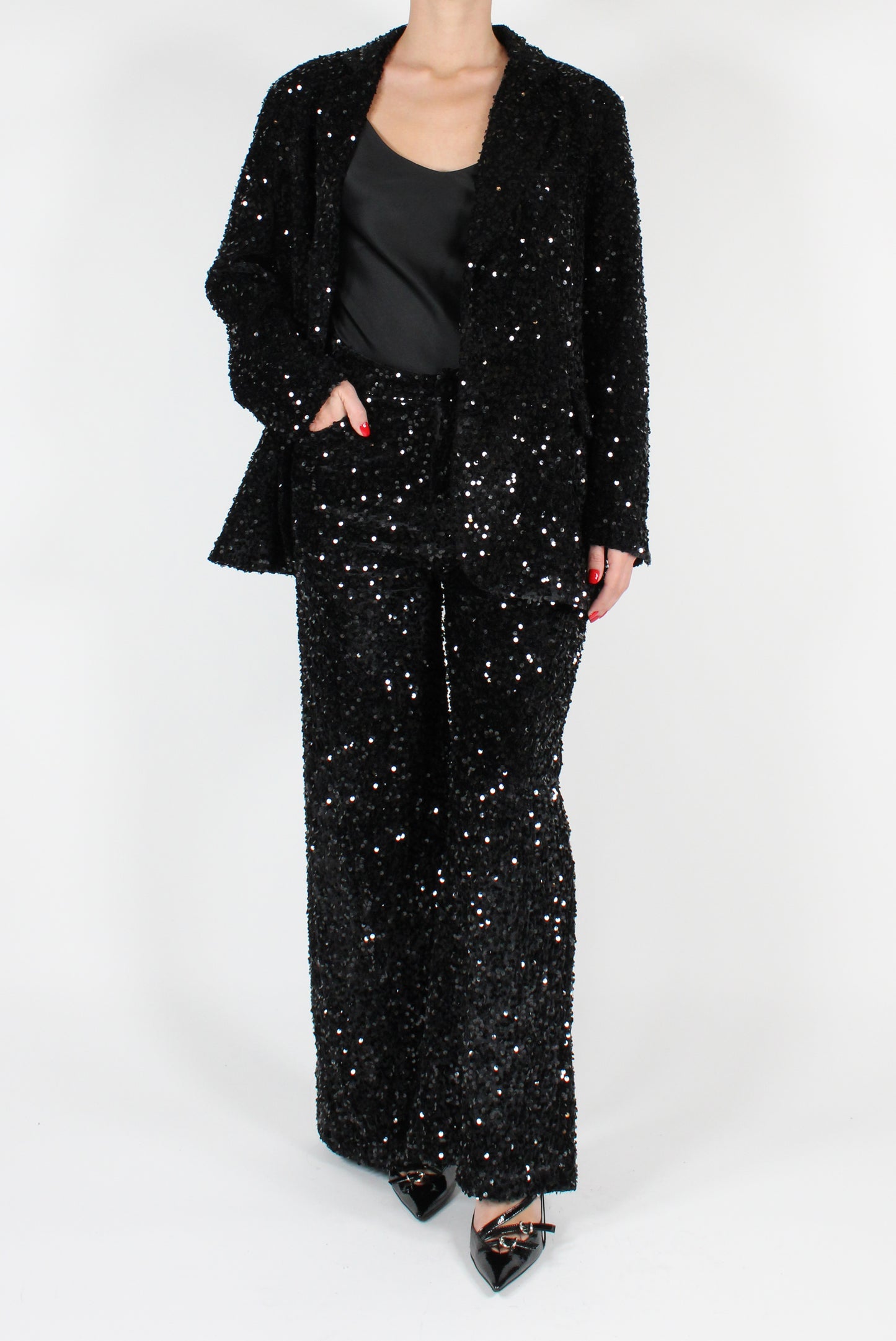 Oversized Blazer in Velvet with Sequins