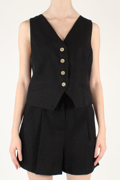 Viscose and Linen Blend Vest and Shorts Set