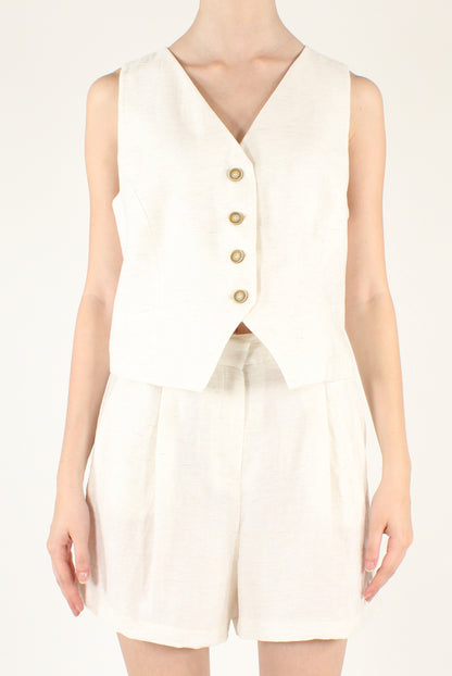 Viscose and Linen Blend Vest and Shorts Set