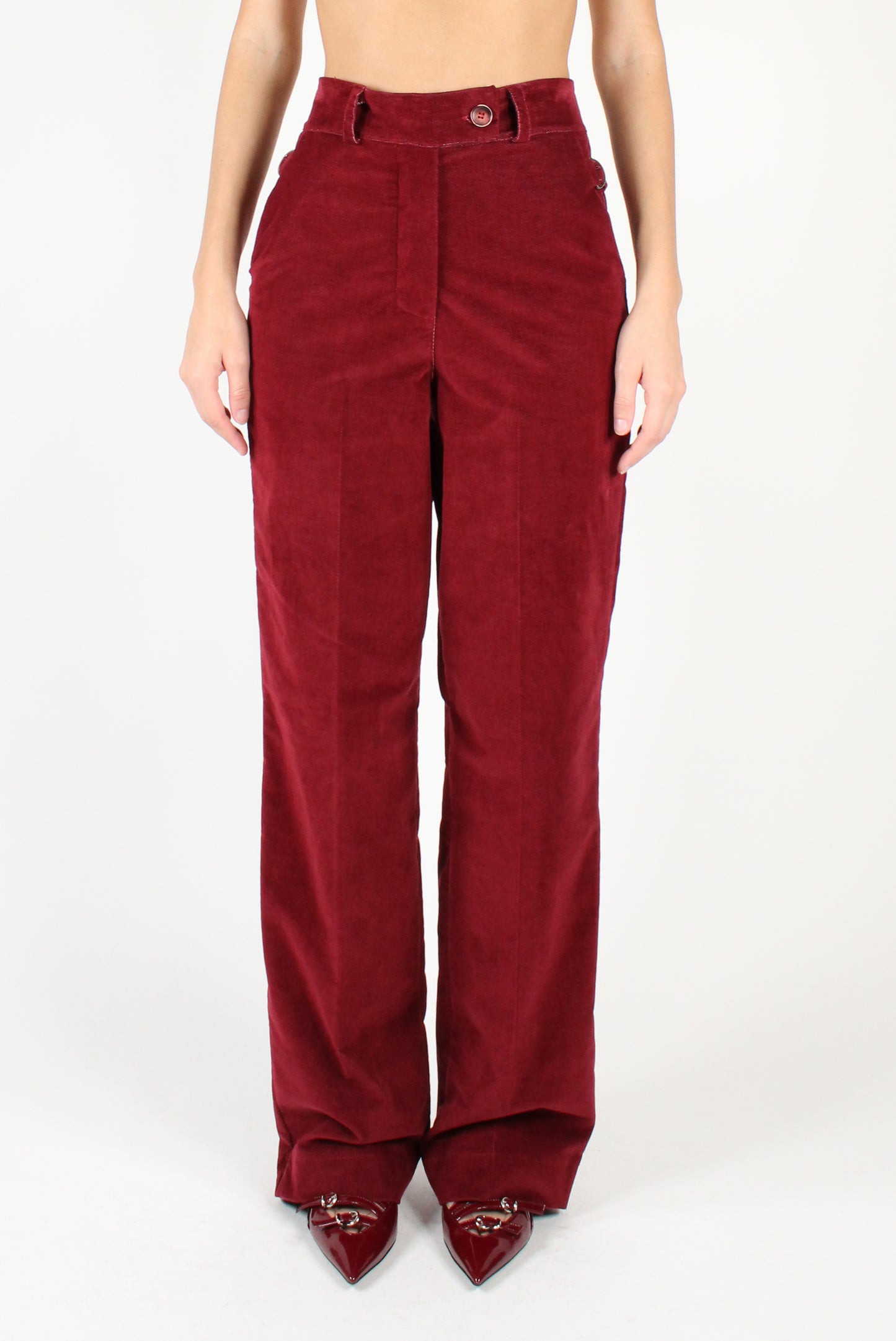 Straight Leg Velvet Trousers