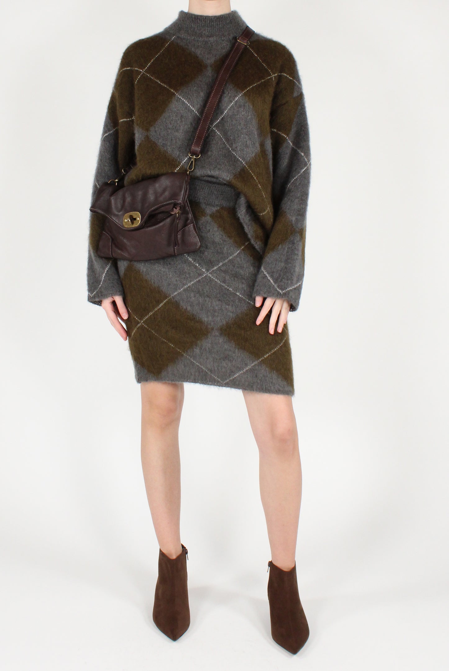 Completo in Maglia Misto Mohair a Rombi