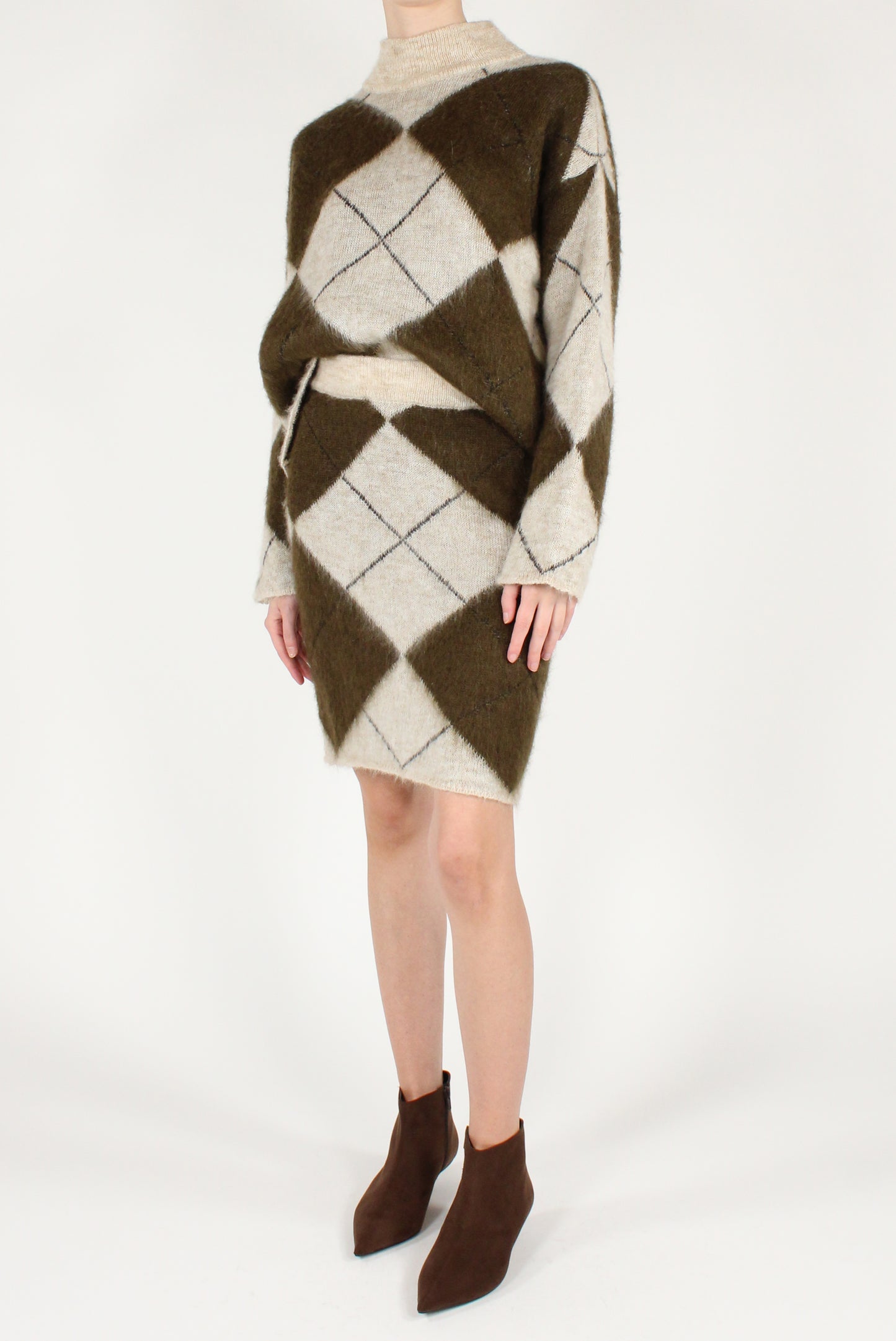 Completo in Maglia Misto Mohair a Rombi