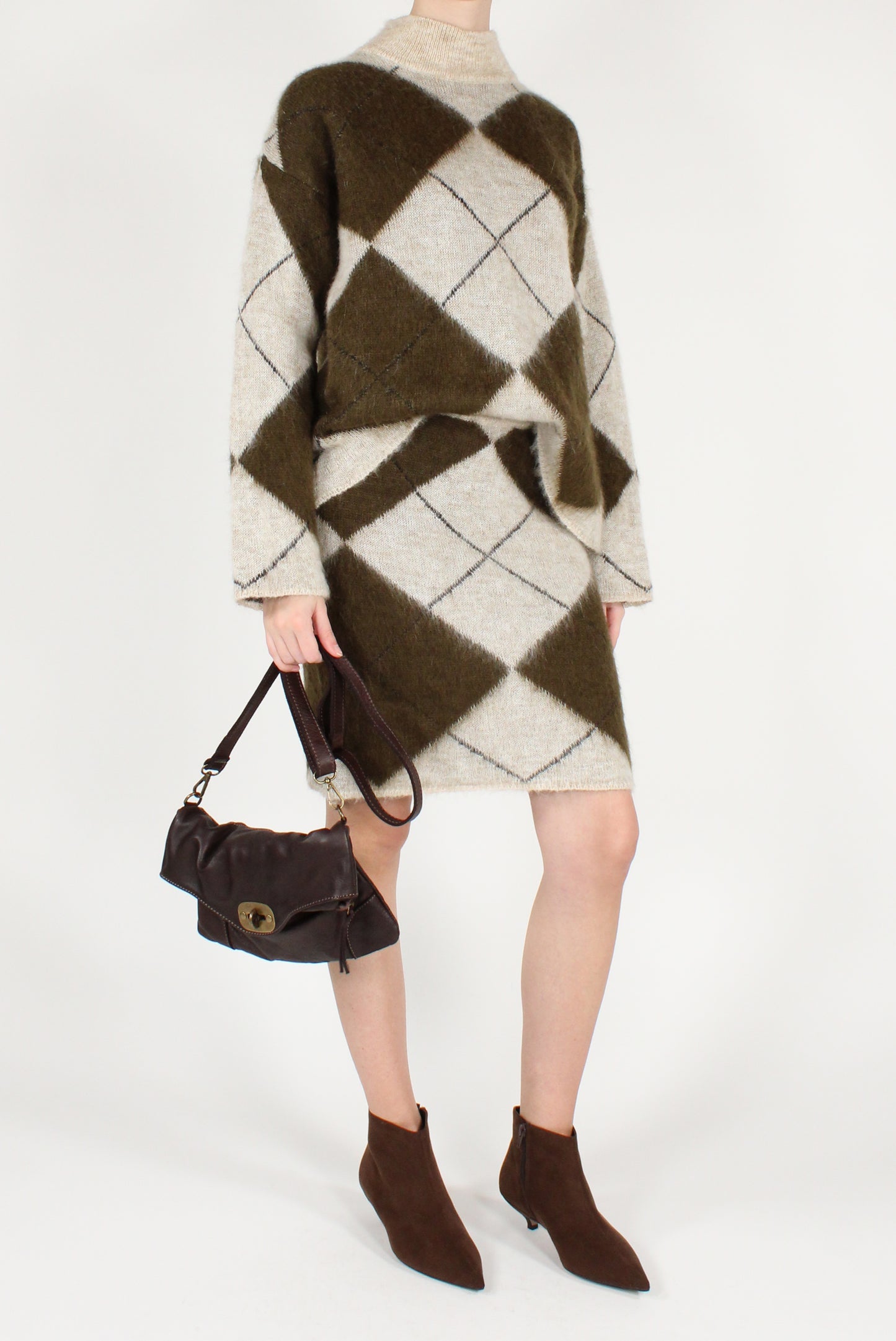 Completo in Maglia Misto Mohair a Rombi