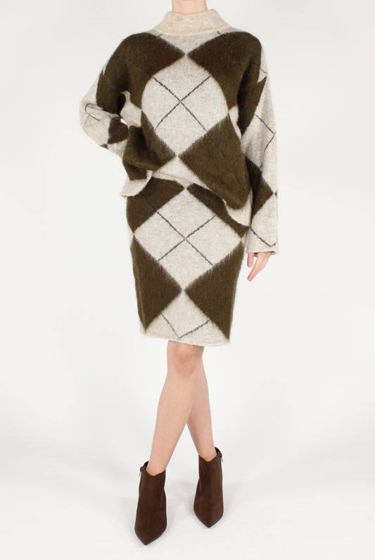 Completo in Maglia Misto Mohair a Rombi