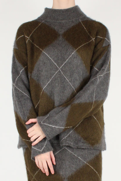 Completo in Maglia Misto Mohair a Rombi