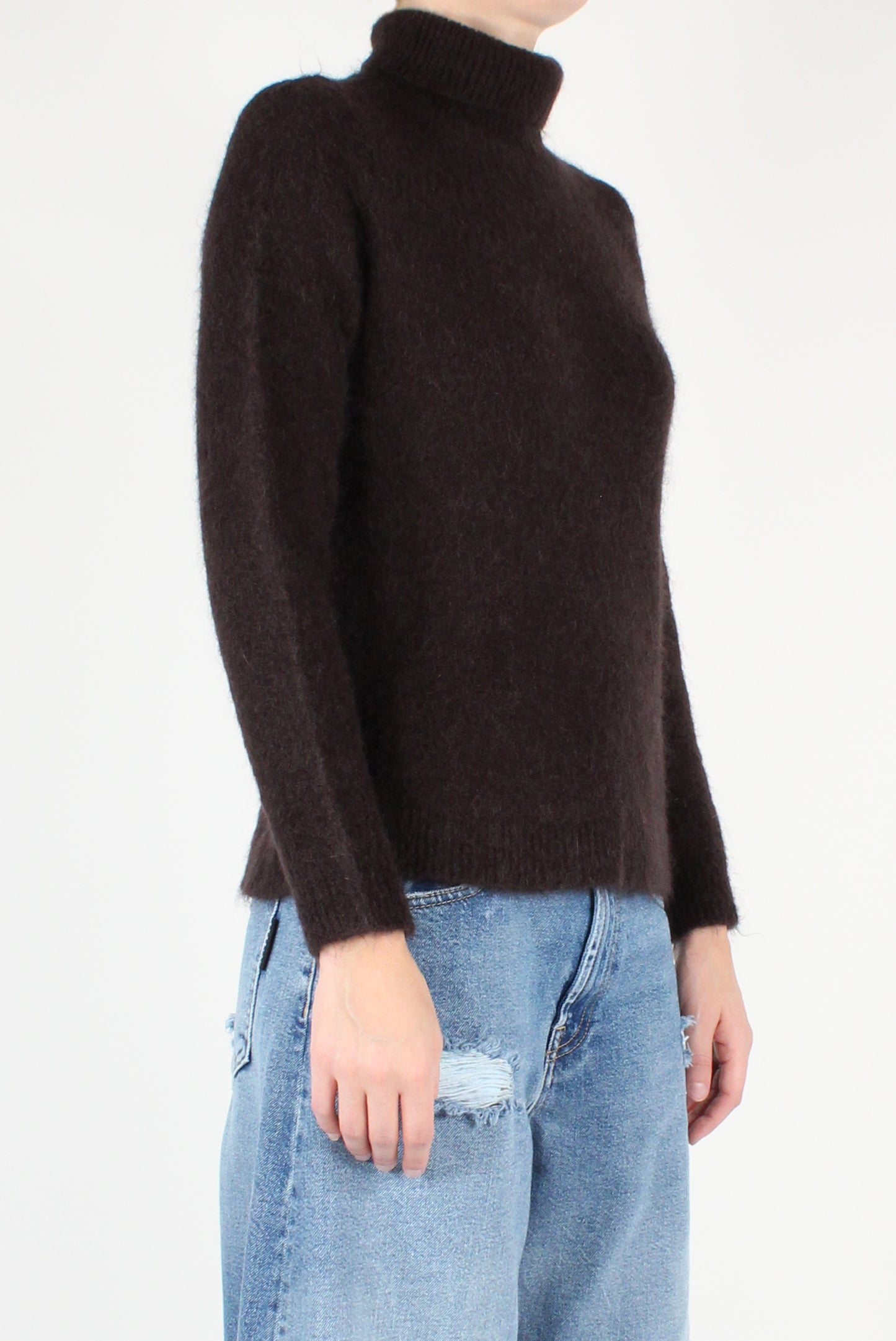 Mohair Blend Fitted Turtleneck