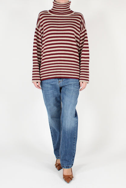 Striped Over Turtleneck Sweater