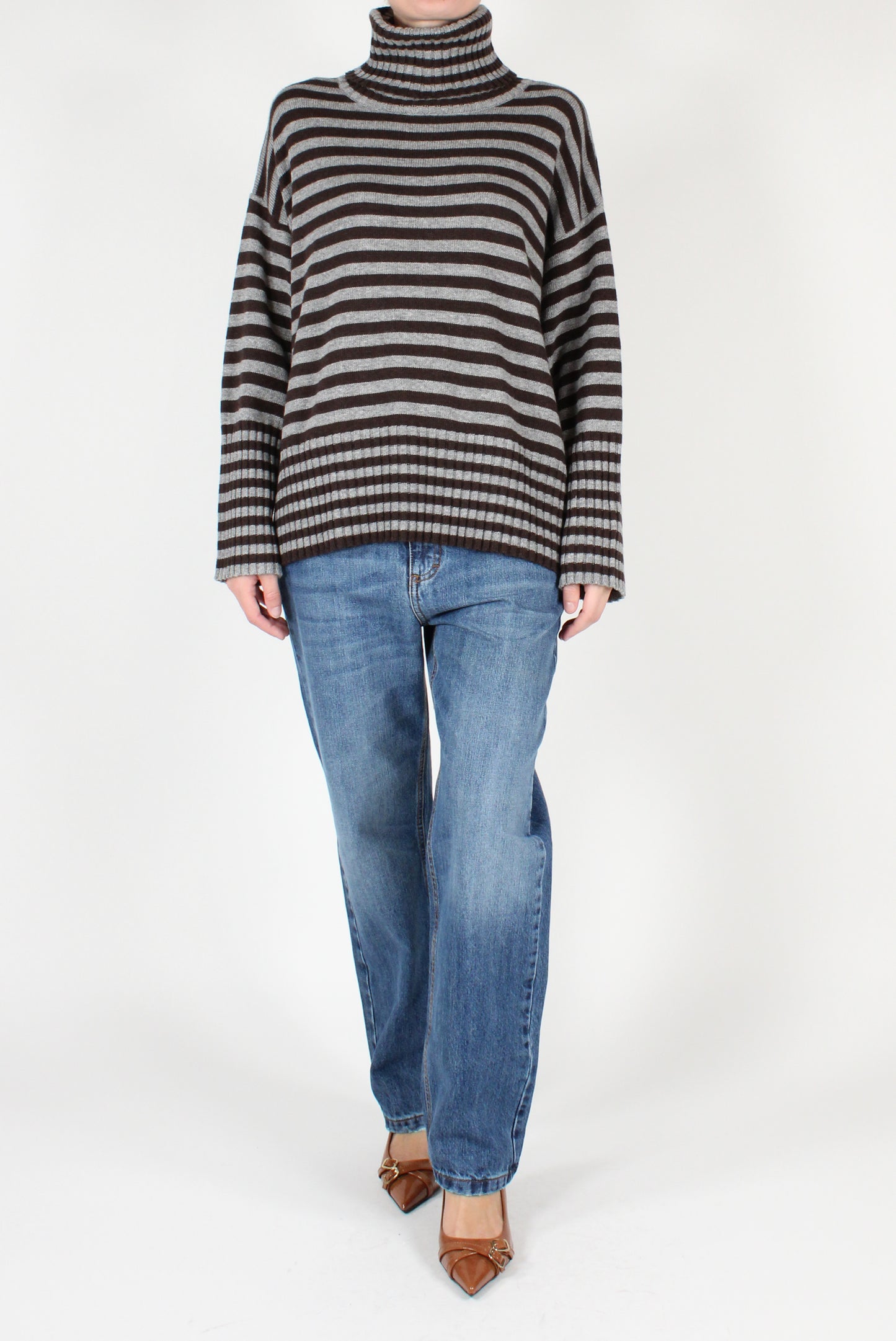 Striped Over Turtleneck Sweater