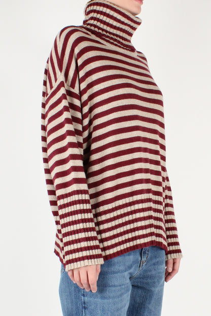 Striped Over Turtleneck Sweater