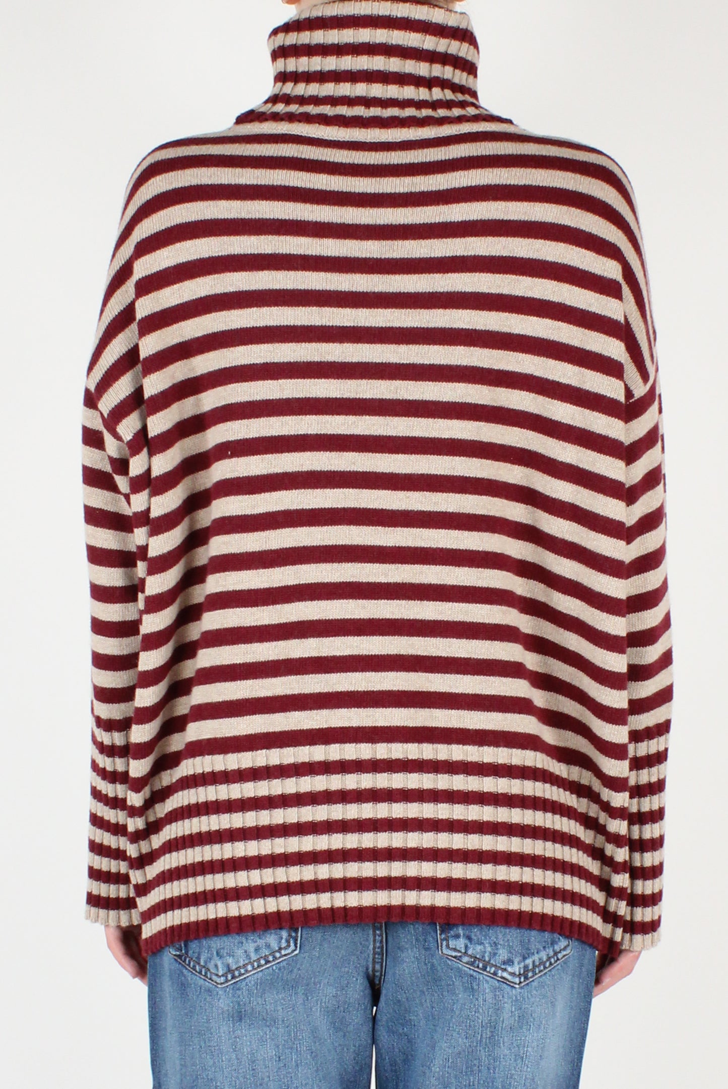 Striped Over Turtleneck Sweater