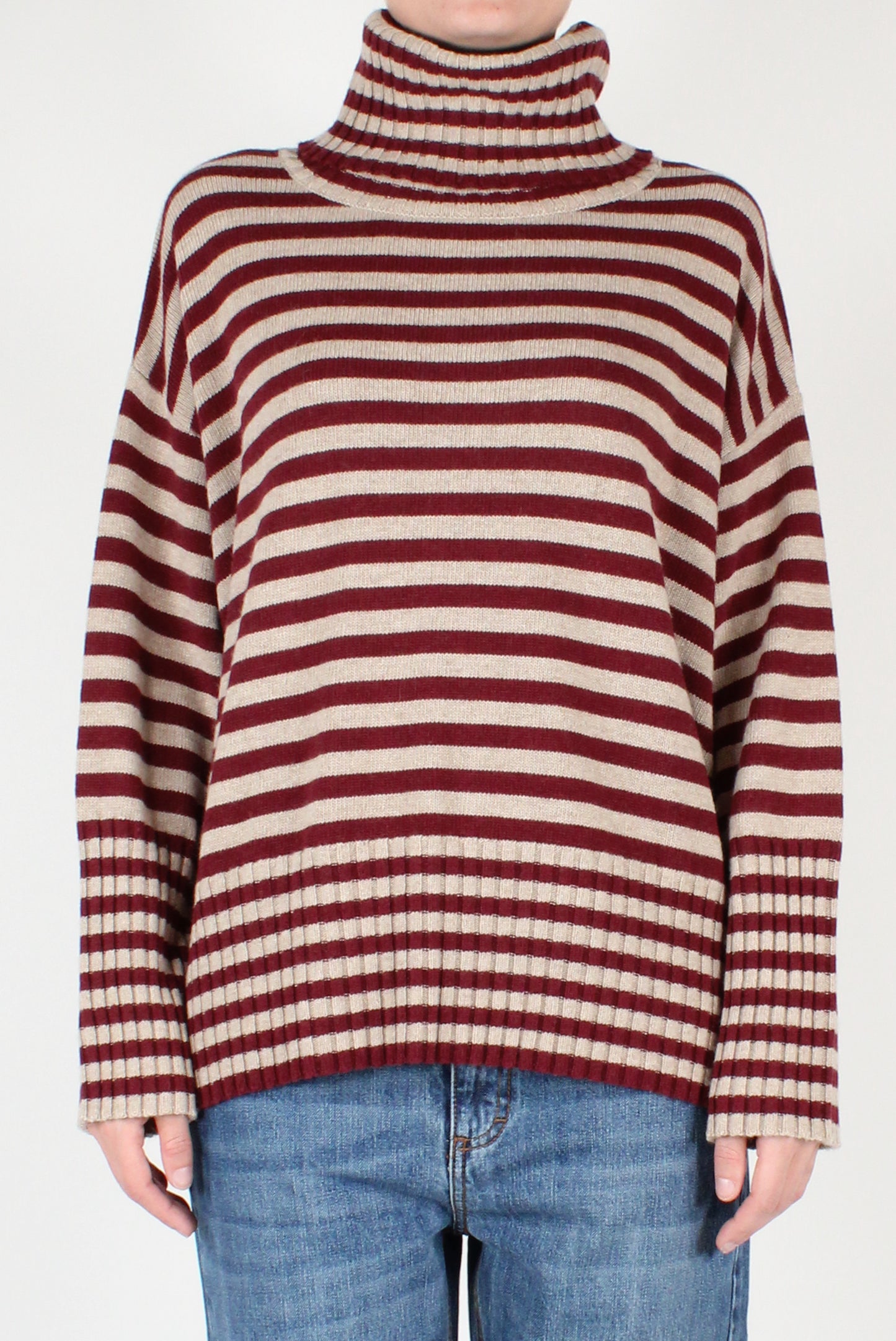 Striped Over Turtleneck Sweater