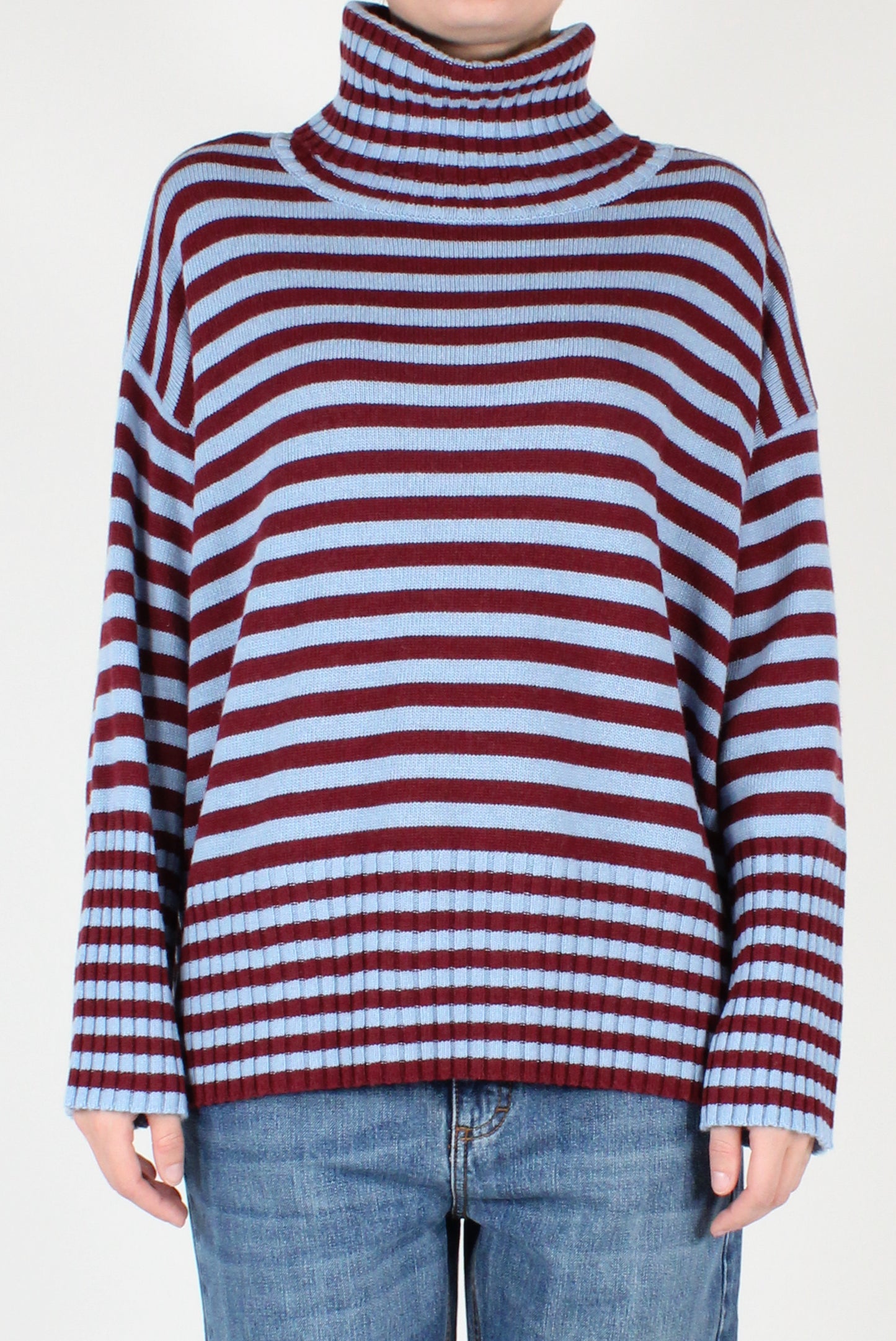 Striped Over Turtleneck Sweater