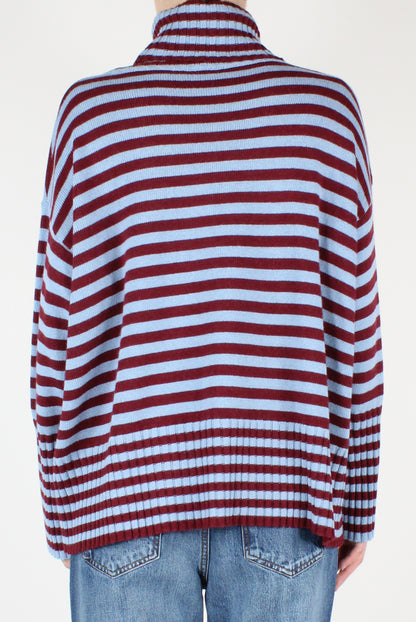 Striped Over Turtleneck Sweater