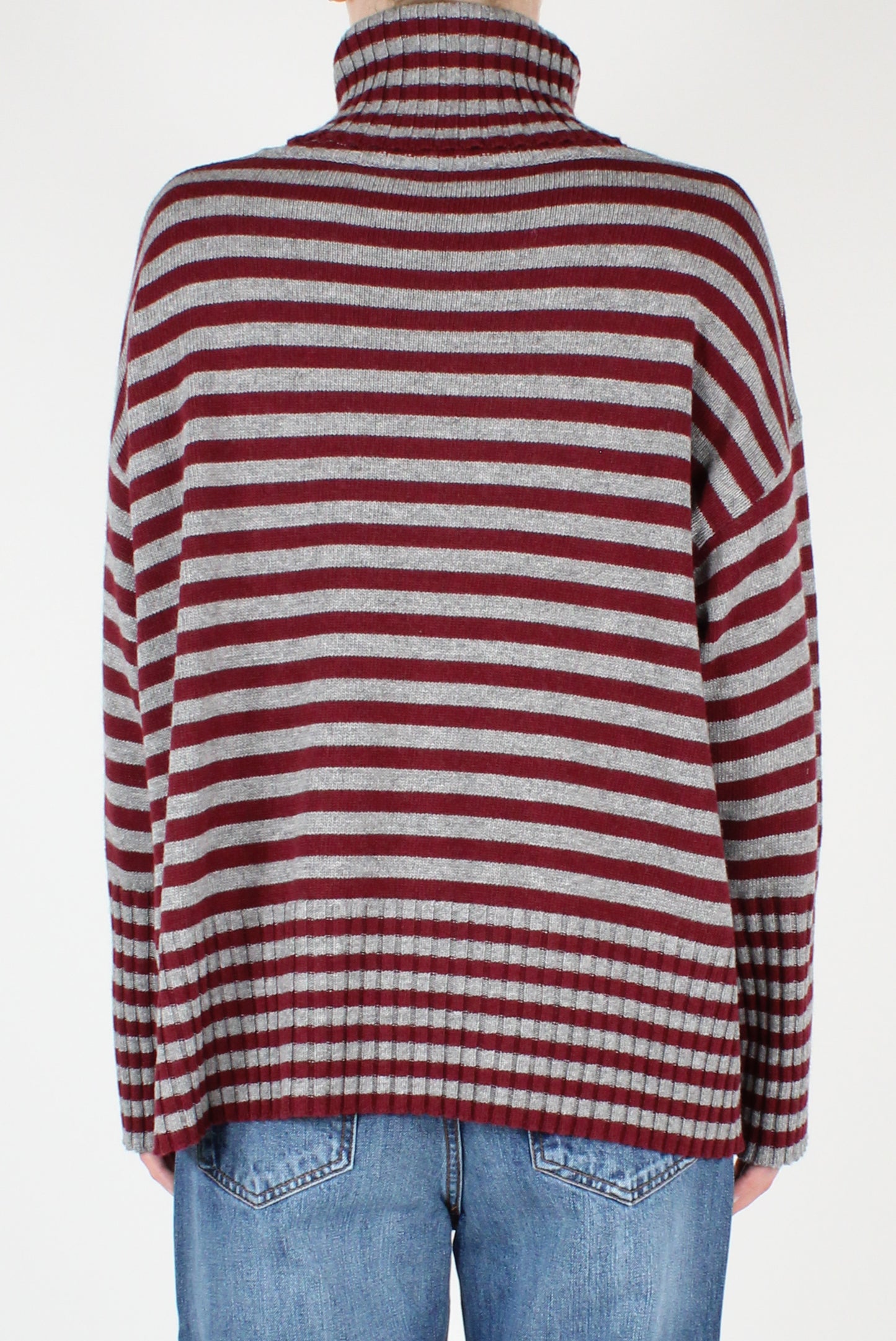 Striped Over Turtleneck Sweater