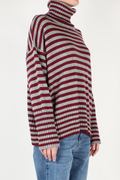 Striped Over Turtleneck Sweater