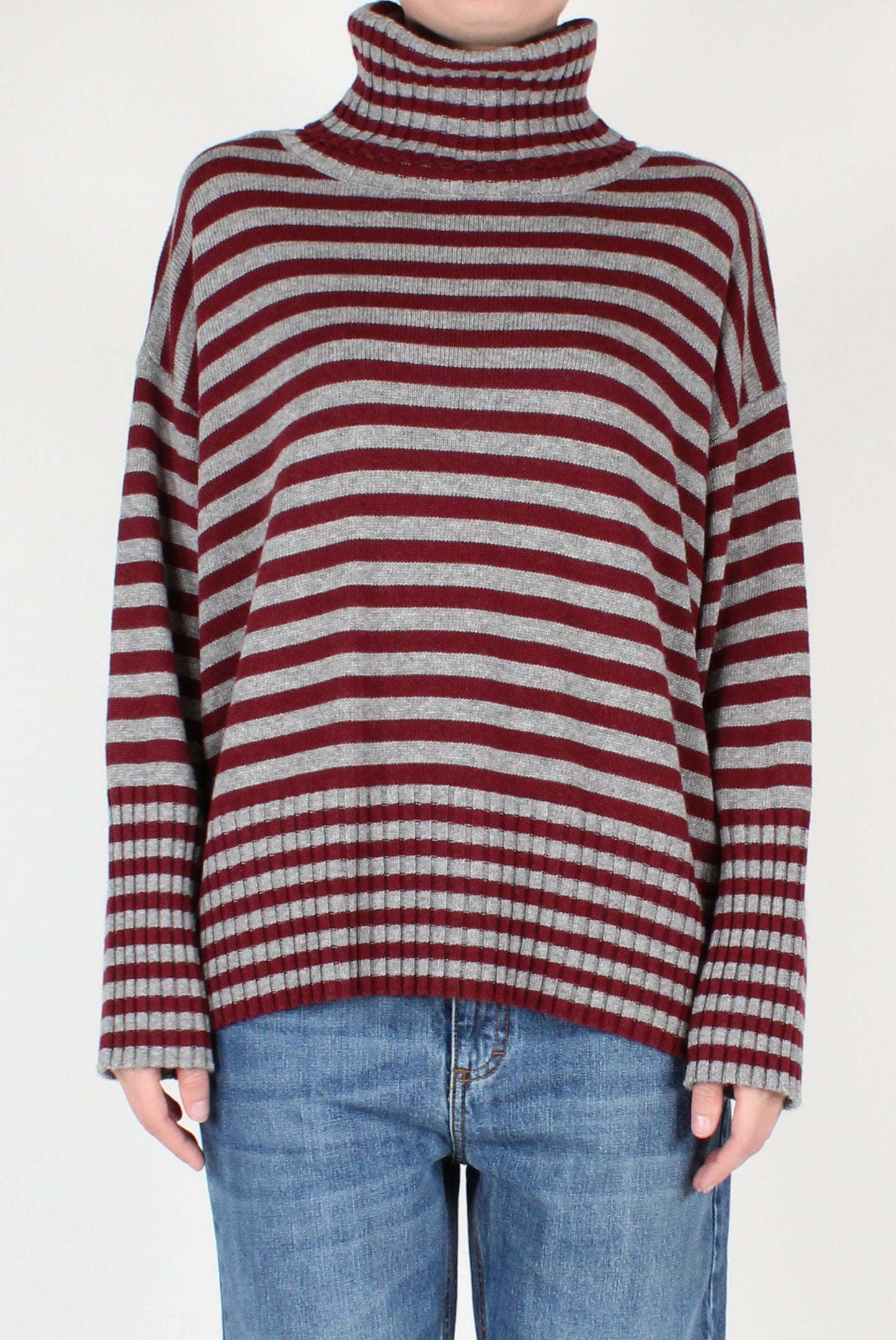 Striped Over Turtleneck Sweater