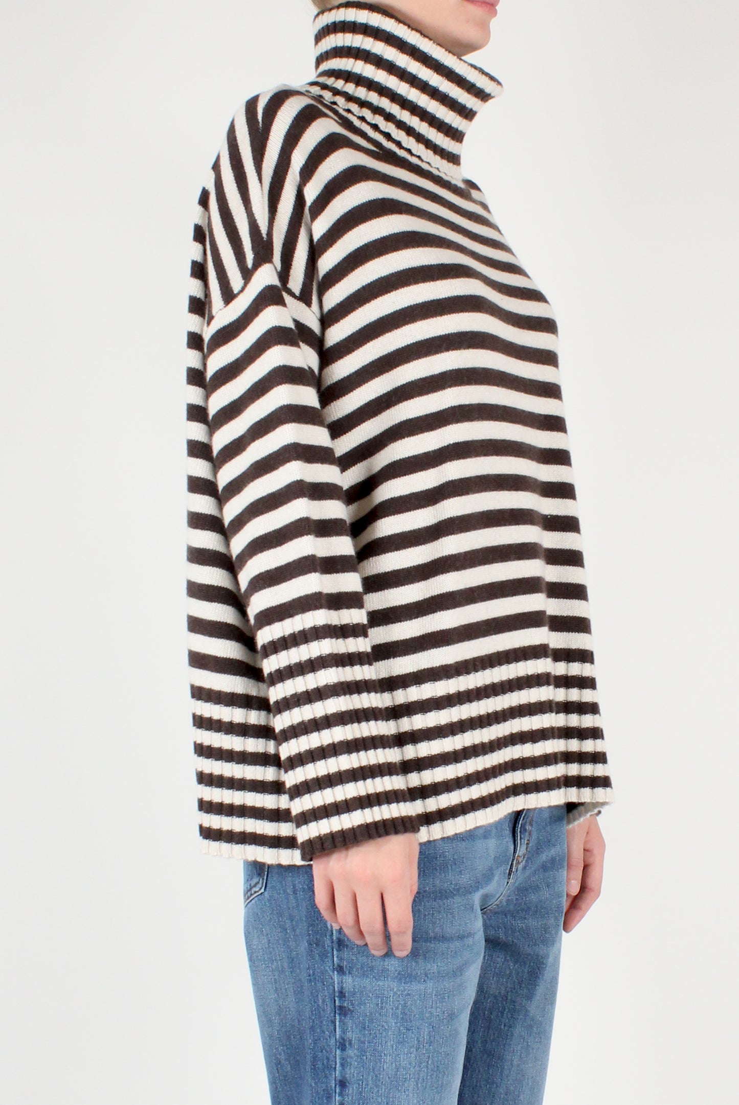 Striped Over Turtleneck Sweater