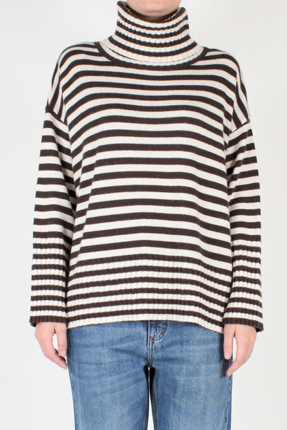 Striped Over Turtleneck Sweater