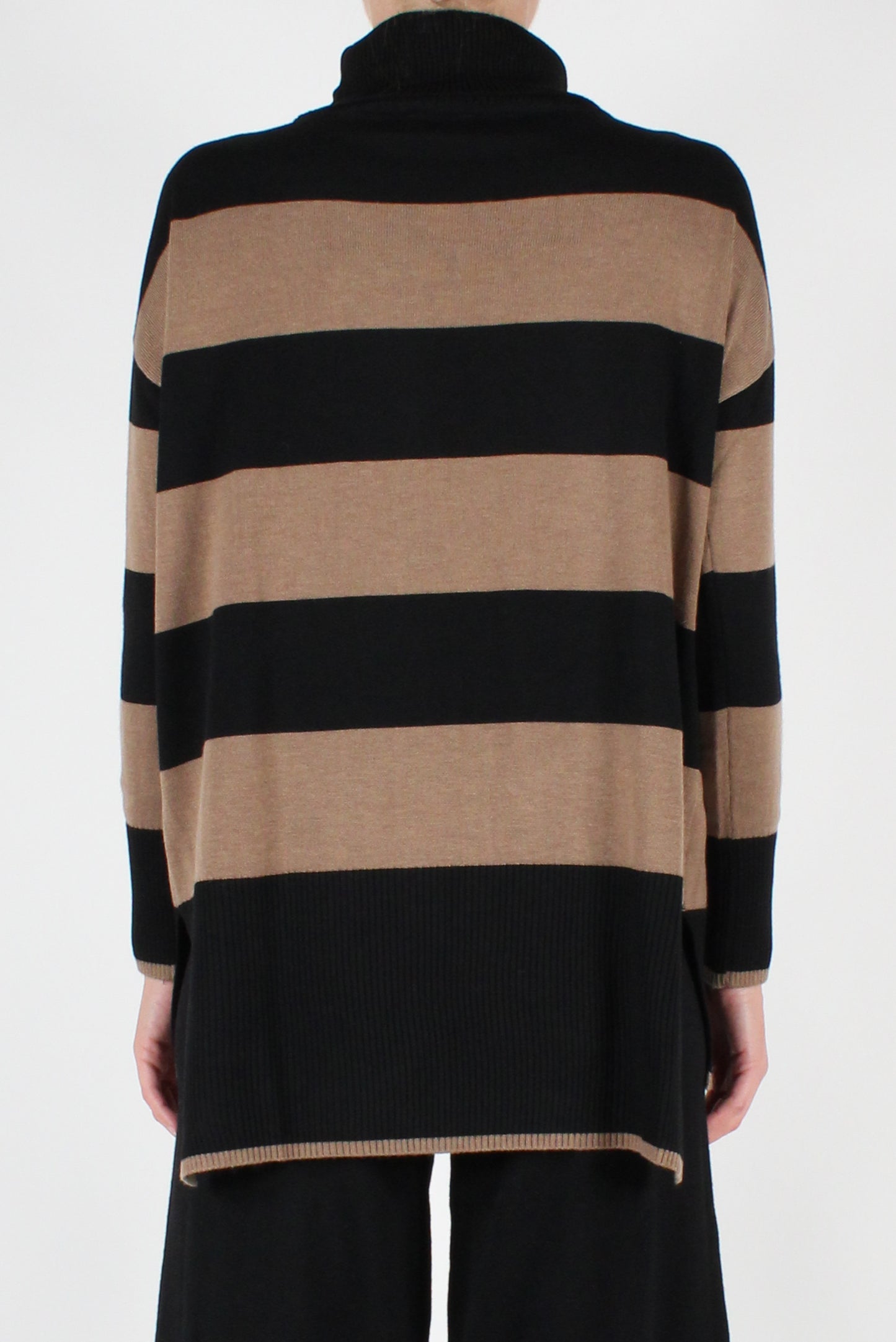 Long Striped Turtleneck Sweater