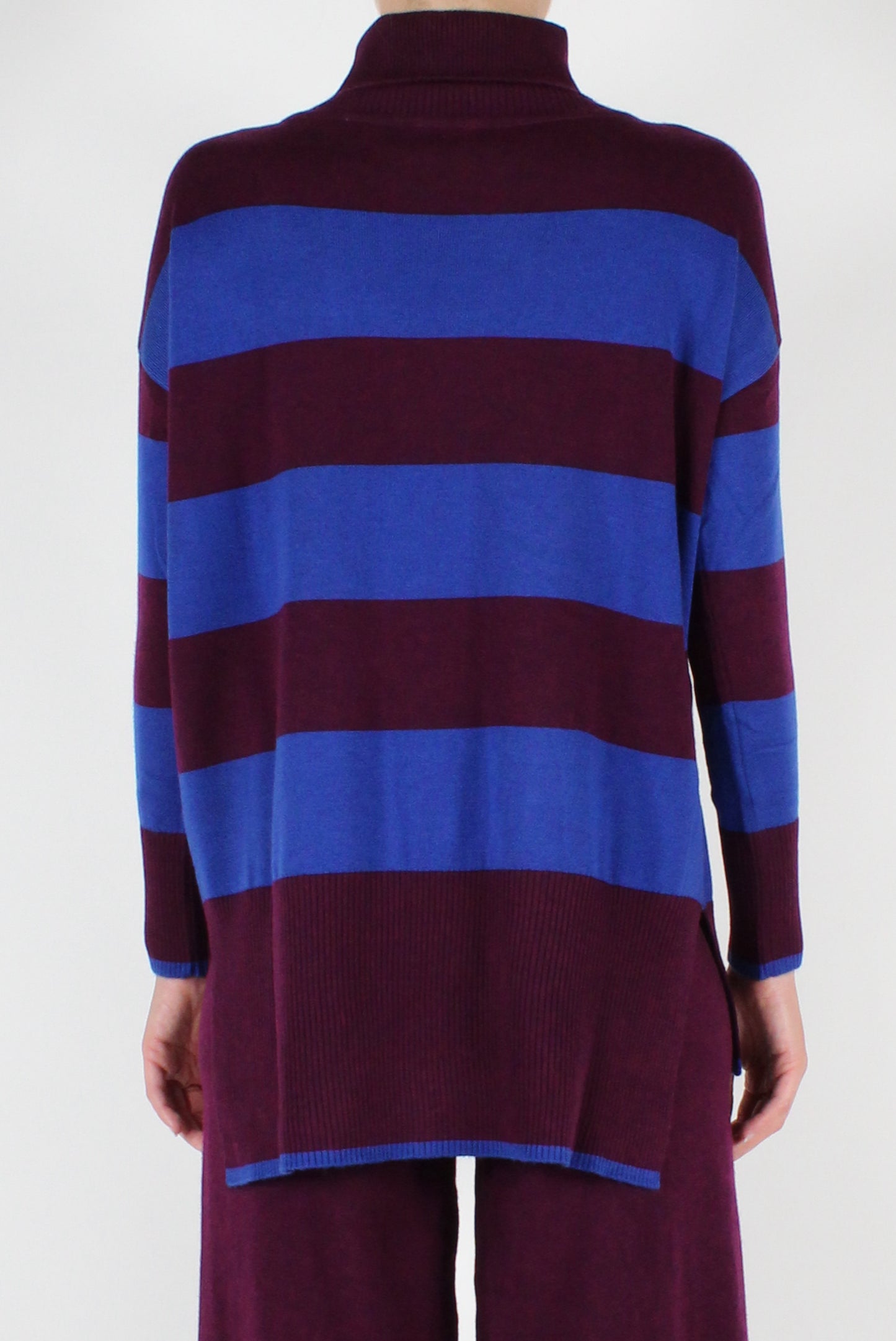 Long Striped Turtleneck Sweater