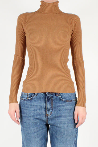 Ribbed Viscose Blend Turtleneck