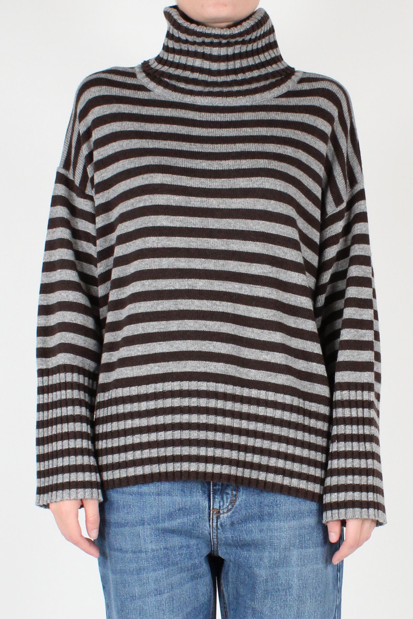 Striped Over Turtleneck Sweater