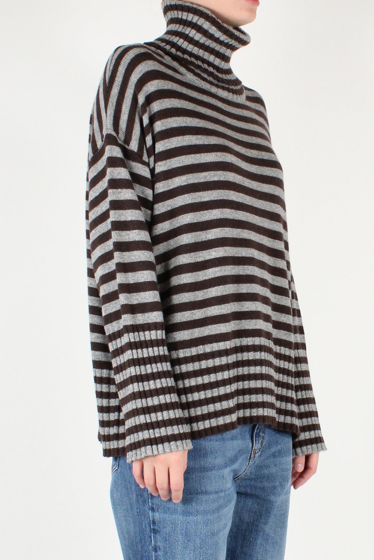 Striped Over Turtleneck Sweater