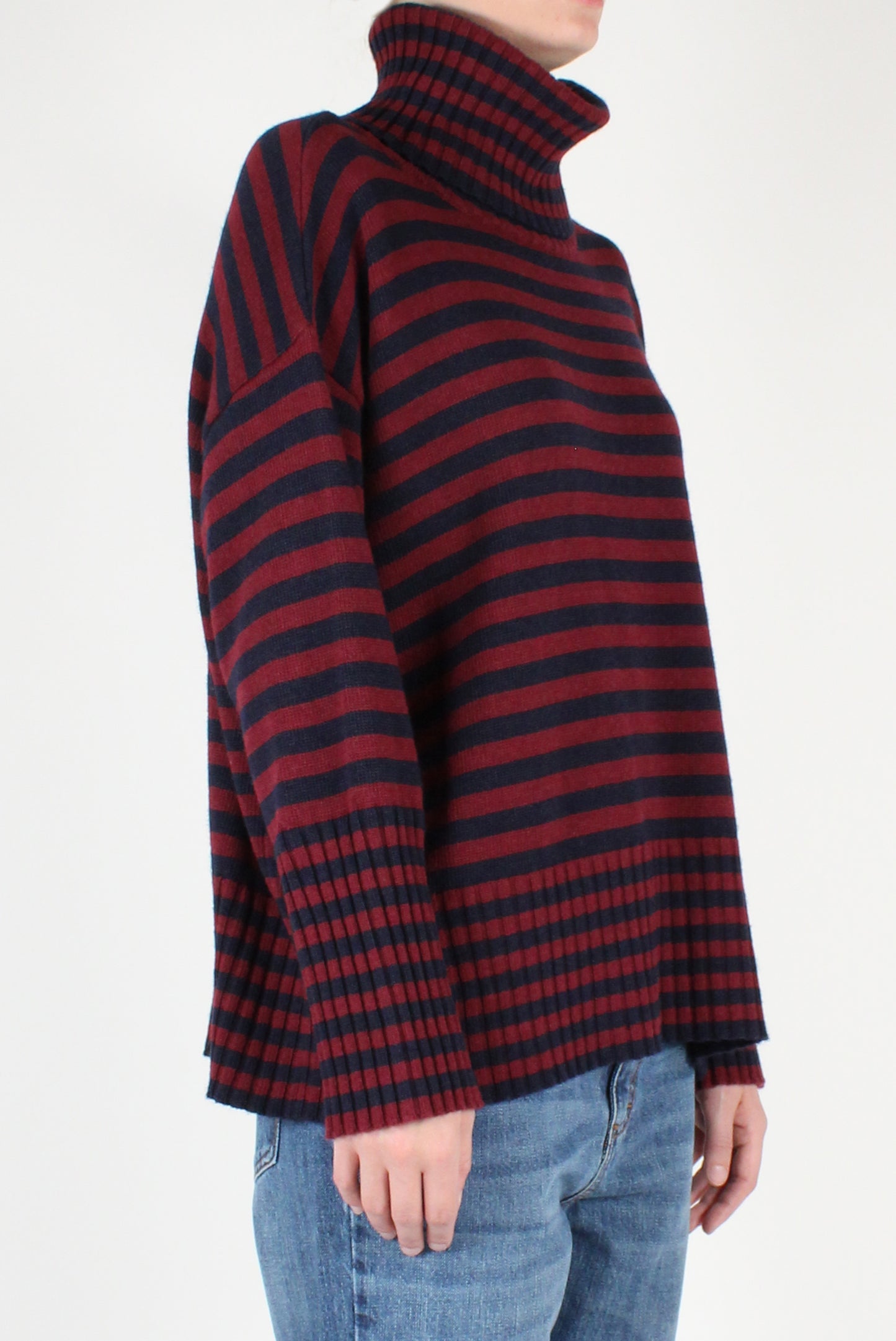 Striped Over Turtleneck Sweater