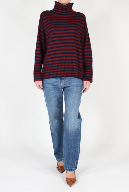 Striped Over Turtleneck Sweater