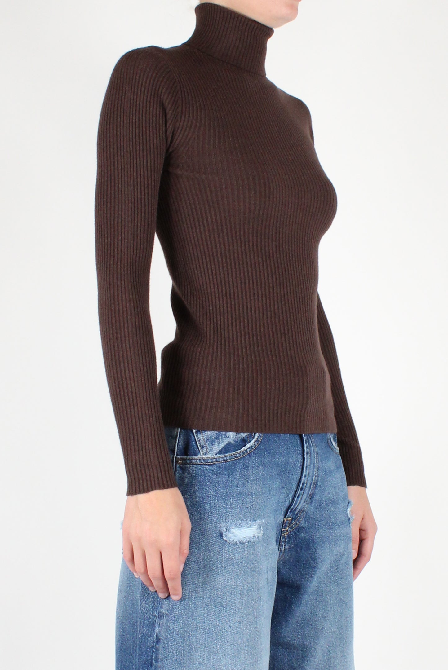 Ribbed Viscose Blend Turtleneck