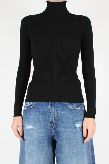 Ribbed Viscose Blend Turtleneck